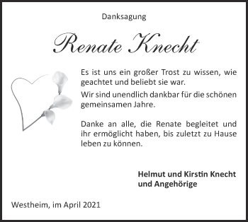 Traueranzeige von Renate Knecht von Haller Tagblatt