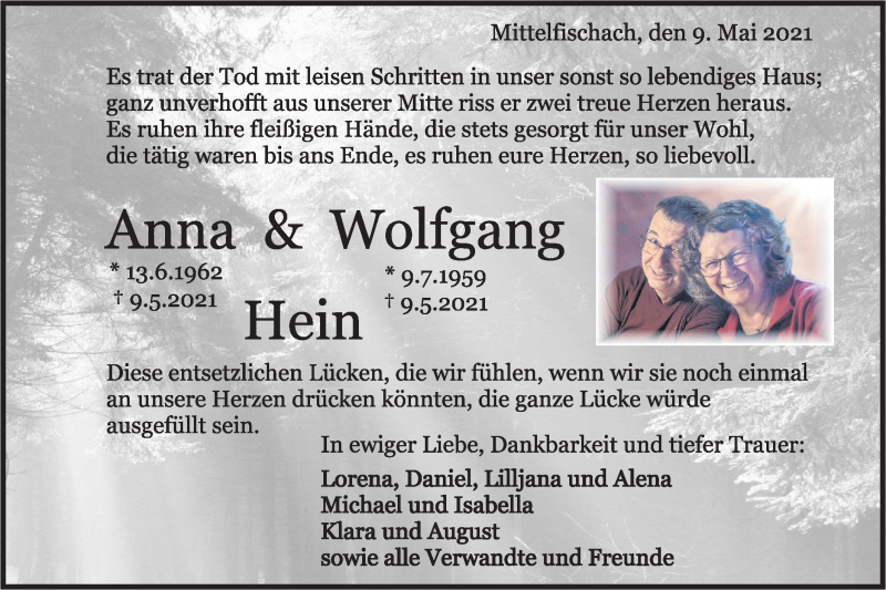 Traueranzeige für Anna Hein vom 15.05.2021 aus Haller Tagblatt