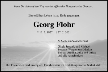 Traueranzeige von Georg Flohr von Metzinger-Uracher Volksblatt
