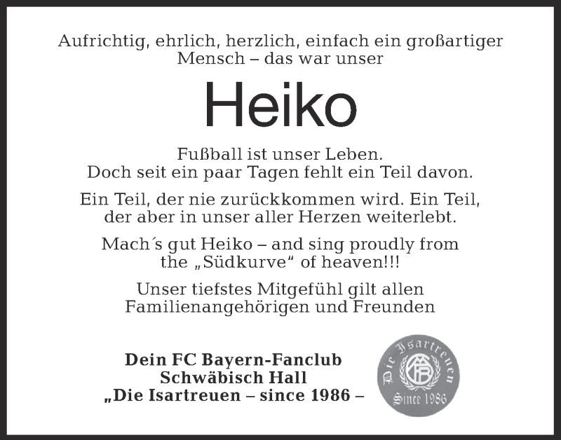  Traueranzeige für Heiko Kircher vom 05.03.2021 aus Haller Tagblatt