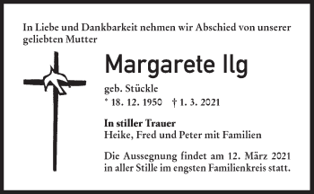 Traueranzeige von Margarete Ilg von NWZ Neue Württembergische Zeitung