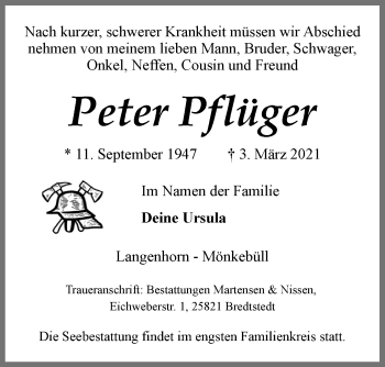 Traueranzeige von Peter Pflüger von Geislinger Zeitung