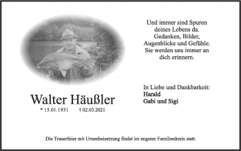 Traueranzeige von Walter Häußler von Rundschau Gaildorf