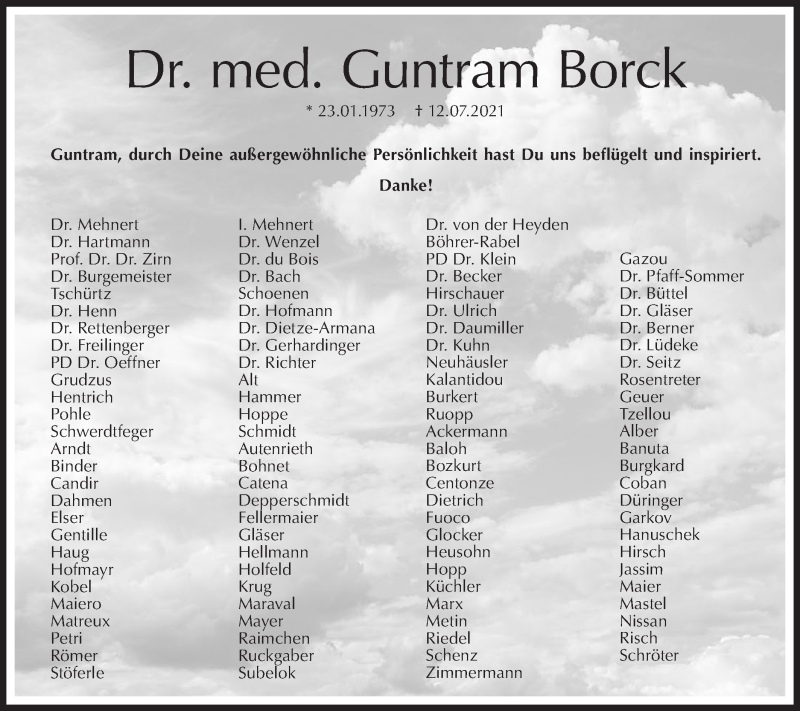  Traueranzeige für Guntram Borck vom 17.07.2021 aus SÜDWEST PRESSE Ausgabe Ulm/Neu-Ulm