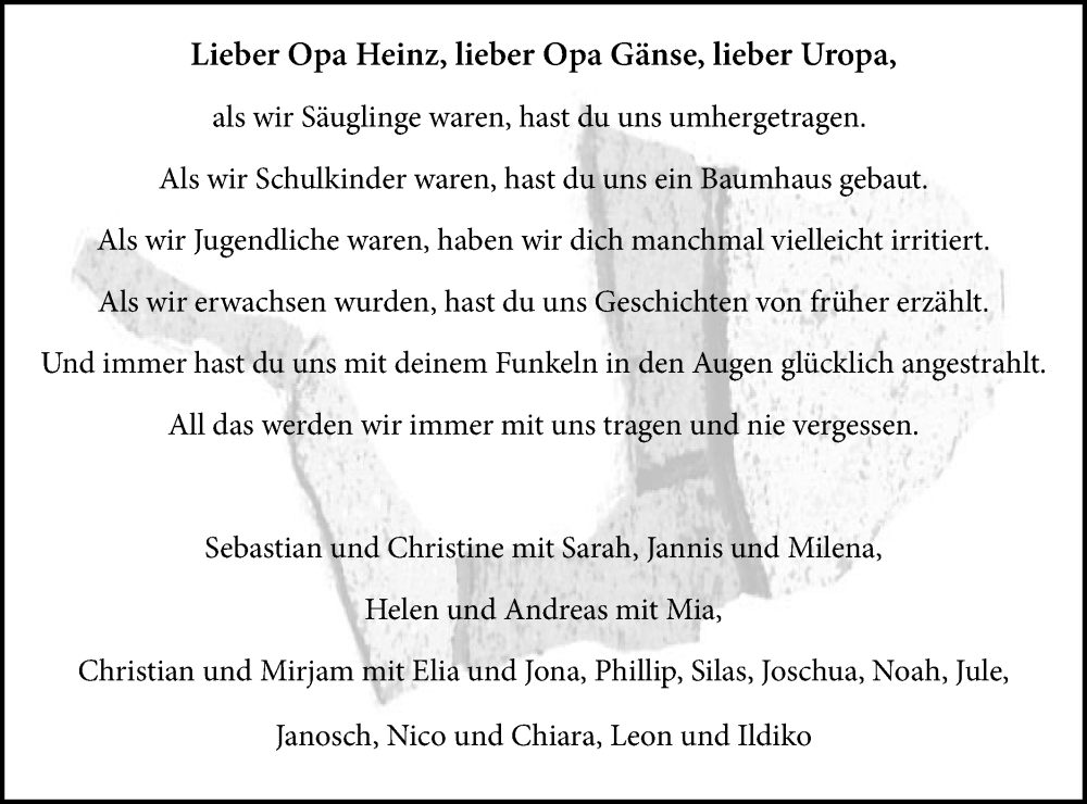  Traueranzeige für Heinz  vom 22.10.2022 aus Haller Tagblatt