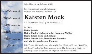 Traueranzeige von Karsten Mock von Metzinger-Uracher Volksblatt