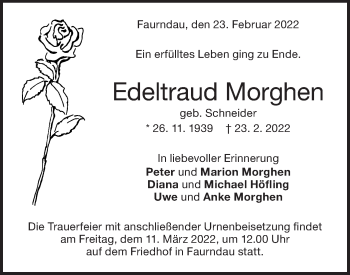 Traueranzeige von Edeltraud Morghen von NWZ Neue Württembergische Zeitung