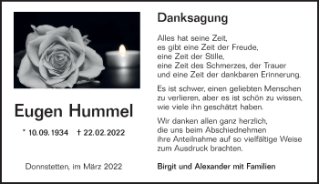 Traueranzeige von Eugen Hummel von Alb-Bote/Metzinger-Uracher Volksblatt