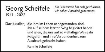 Traueranzeige von Georg Scheifele von SÜDWEST PRESSE Ausgabe Ulm/Neu-Ulm