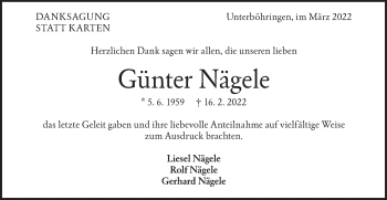 Traueranzeige von Günter Nägele von Geislinger Zeitung