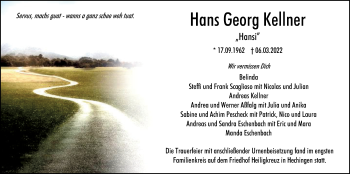 Traueranzeige von Hans Georg Kellner von Metzinger-Uracher Volksblatt