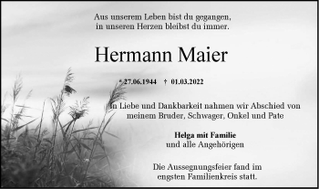 Traueranzeige von Hermann Maier von Metzinger-Uracher Volksblatt