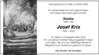 Traueranzeige von Josef Krix von Geislinger Zeitung