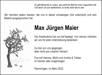 Traueranzeige von Max Jürgen Maier von SÜDWEST PRESSE Ausgabe Ulm/Neu-Ulm
