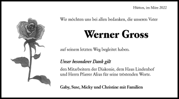Traueranzeige von Werner Gross von Haller Tagblatt
