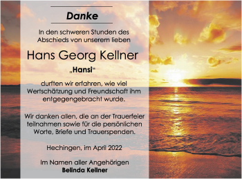 Traueranzeige von Hans Georg Kellner von Metzinger-Uracher Volksblatt