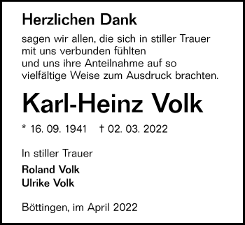 Traueranzeige von Karl-Heinz Volk von Alb-Bote/Metzinger-Uracher Volksblatt