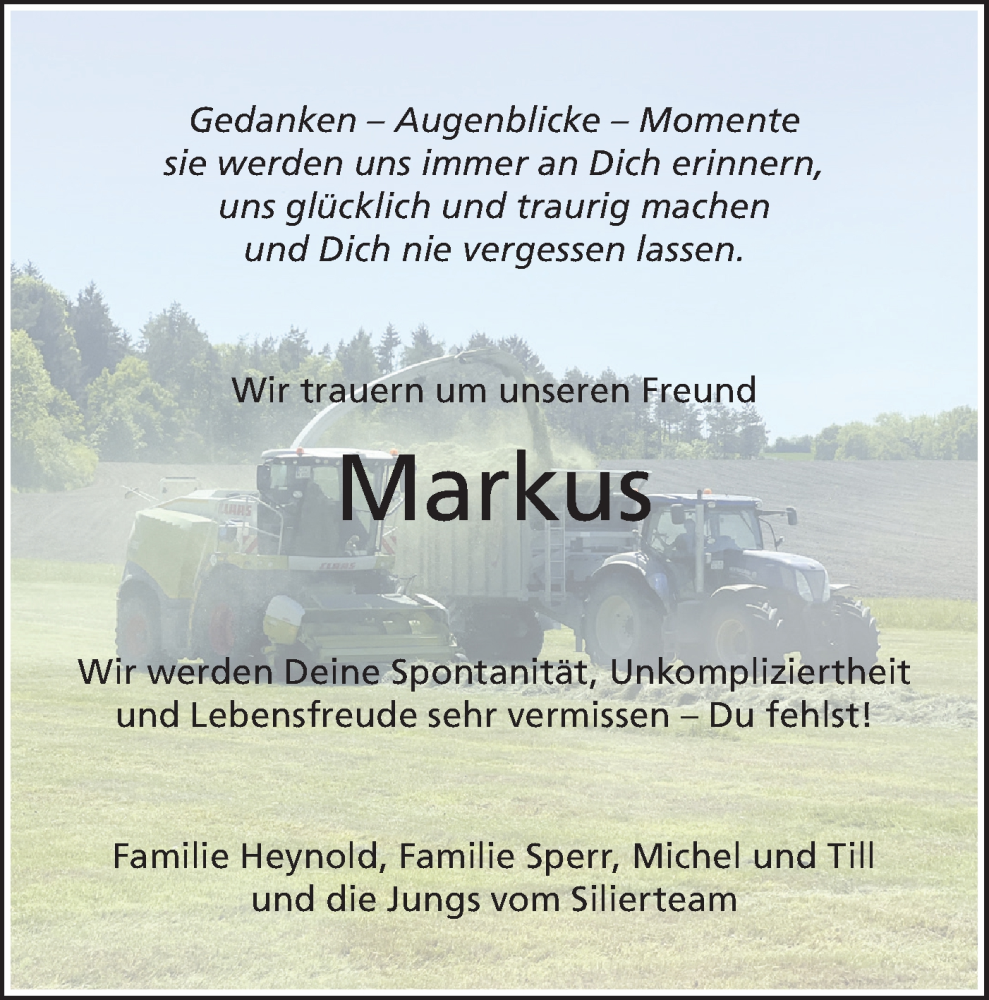  Traueranzeige für Markus Hofmann vom 03.01.2023 aus Hohenloher Tagblatt