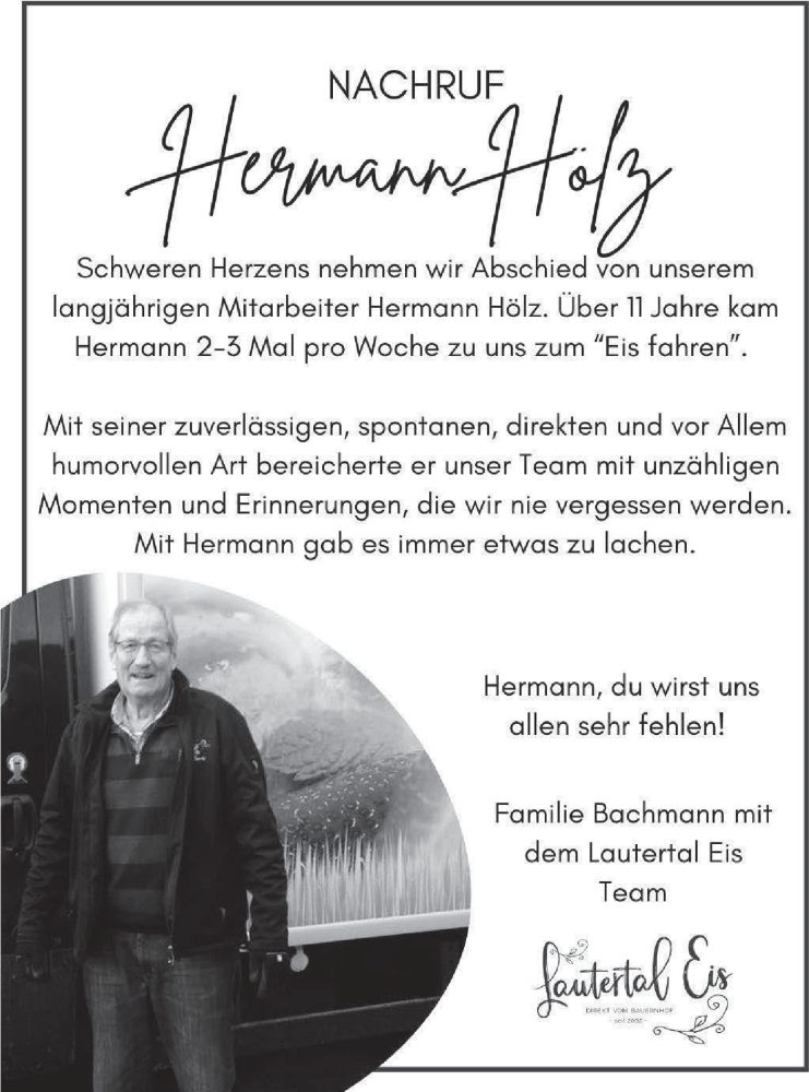  Traueranzeige für Hermann Holz vom 21.11.2023 aus Alb-Bote