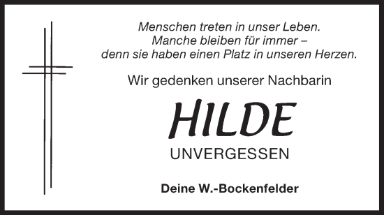 Traueranzeige von Hilde  von Hohenloher Tagblatt