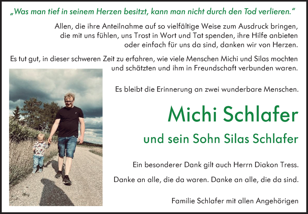  Traueranzeige für Michi Schlafer vom 25.11.2023 aus Alb-Bote/Metzinger-Uracher Volksblatt