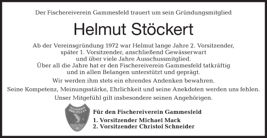 Traueranzeige von Helmut Stöckert von Hohenloher Tagblatt