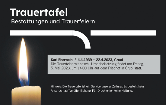 Traueranzeige von Totentafel vom 27.04.2023 von Metzinger-Uracher Volksblatt