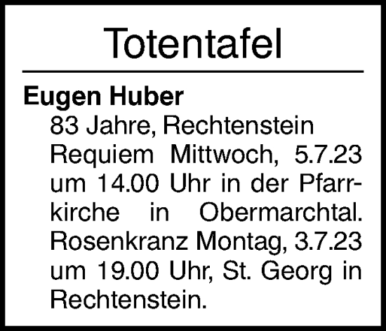 Traueranzeige von Totentafel vom 30.06.2023 von Ehinger Tagblatt