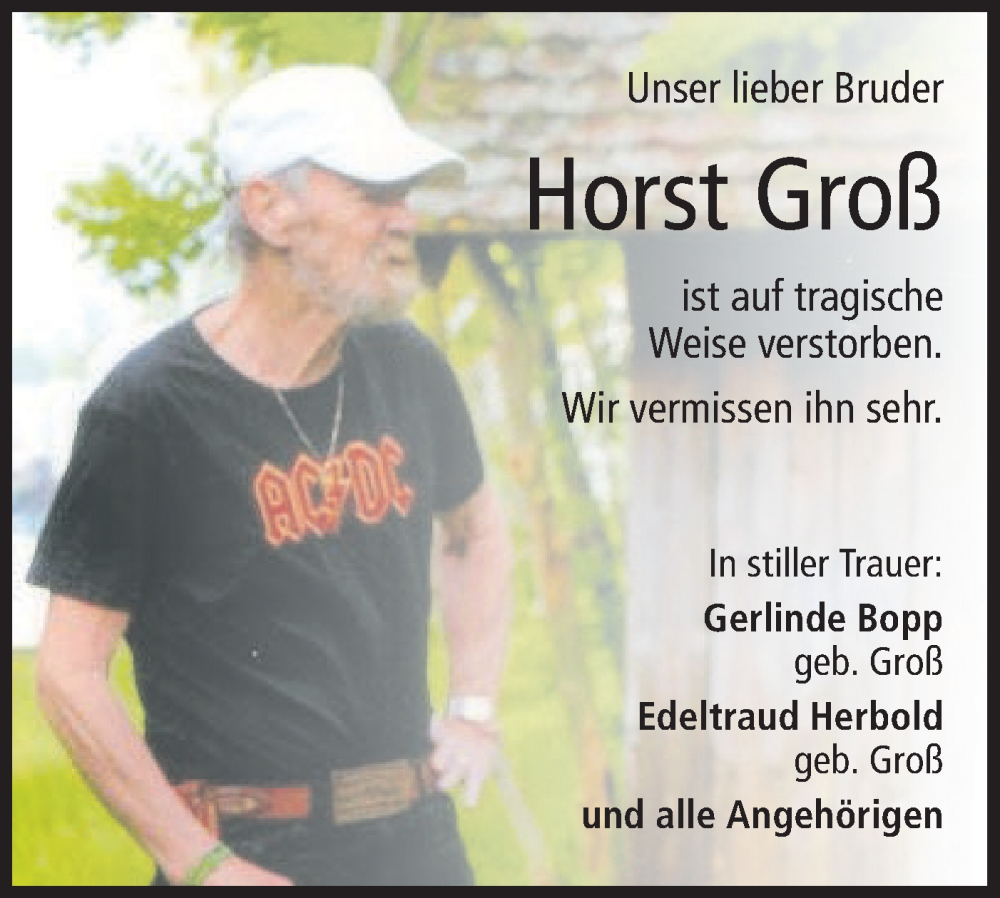  Traueranzeige für Horst Groß vom 27.09.2023 aus Hohenloher Tagblatt
