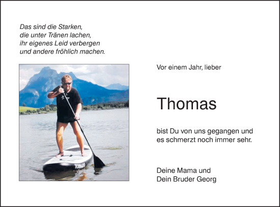 Traueranzeige von Thomas  von SÜDWEST PRESSE Ausgabe Ulm/Neu-Ulm