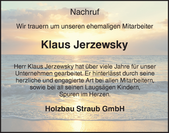 Traueranzeige von Klaus Jerzewsky von NWZ Neue Württembergische Zeitung