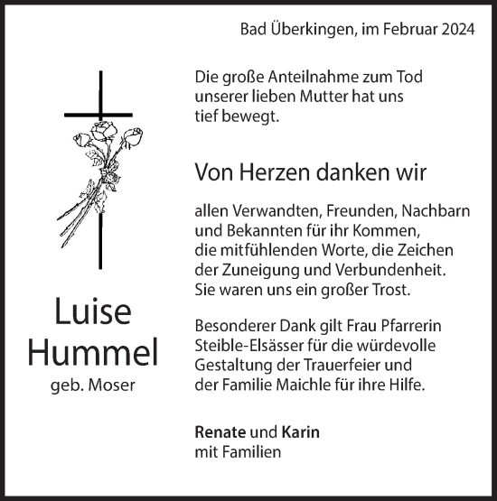 Traueranzeige von Luise Hummel von Geislinger Zeitung