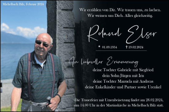 Traueranzeige von Roland Elser von Haller Tagblatt