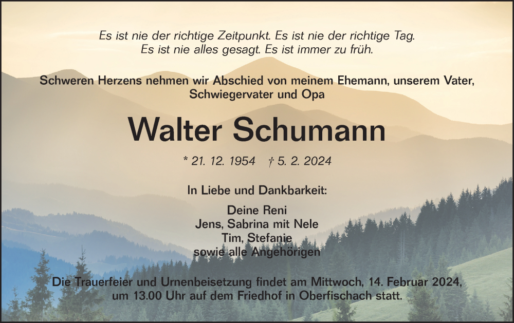  Traueranzeige für Walter Schumann vom 10.02.2024 aus Haller Tagblatt