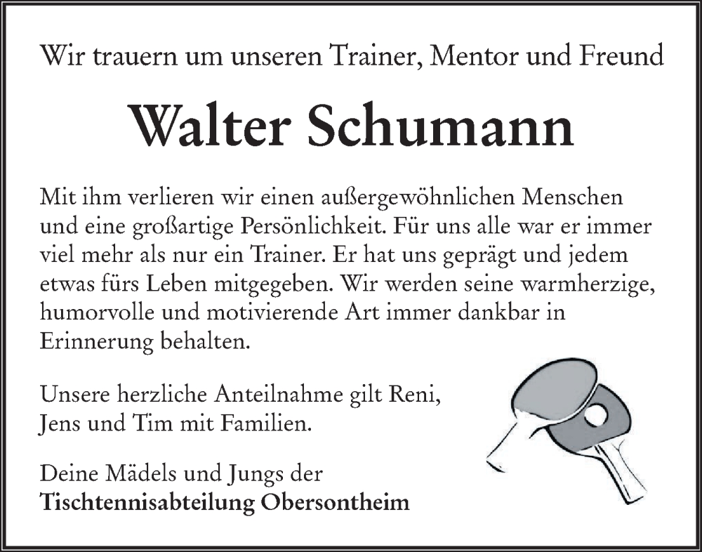  Traueranzeige für Walter Schumann vom 10.02.2024 aus Haller Tagblatt
