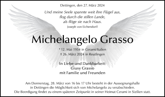 Traueranzeige von Michelangelo Grasso von Alb-Bote/Metzinger-Uracher Volksblatt