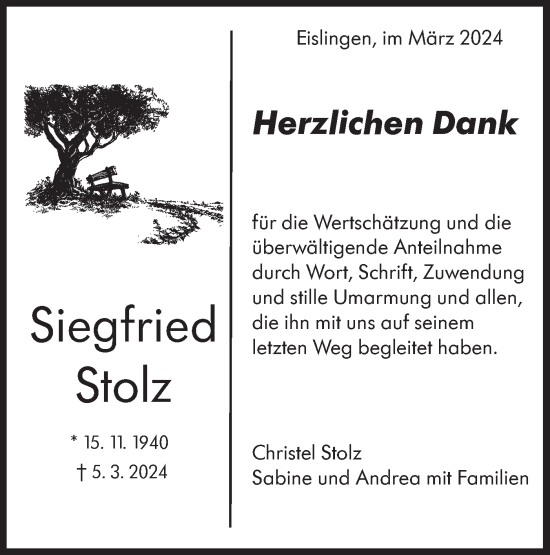 Traueranzeige von Siegfried Stolz von NWZ Neue Württembergische Zeitung