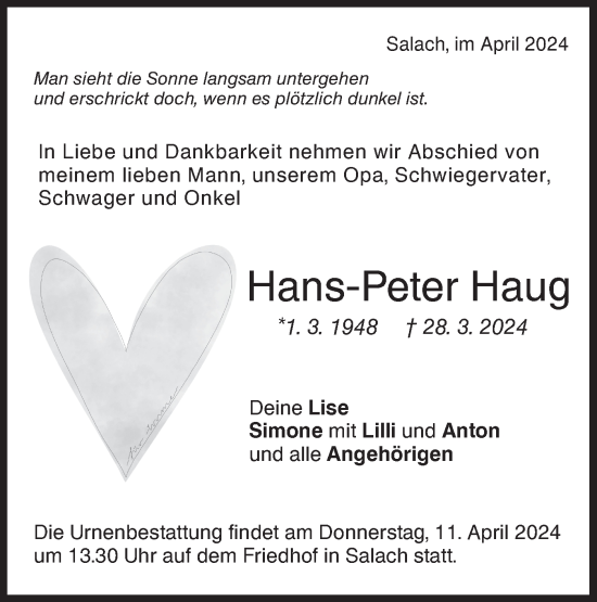 Traueranzeige von Hans-Peter Haug von NWZ Neue Württembergische Zeitung