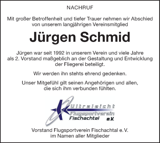 Traueranzeige von Jürgen Schmid von Rundschau Gaildorf