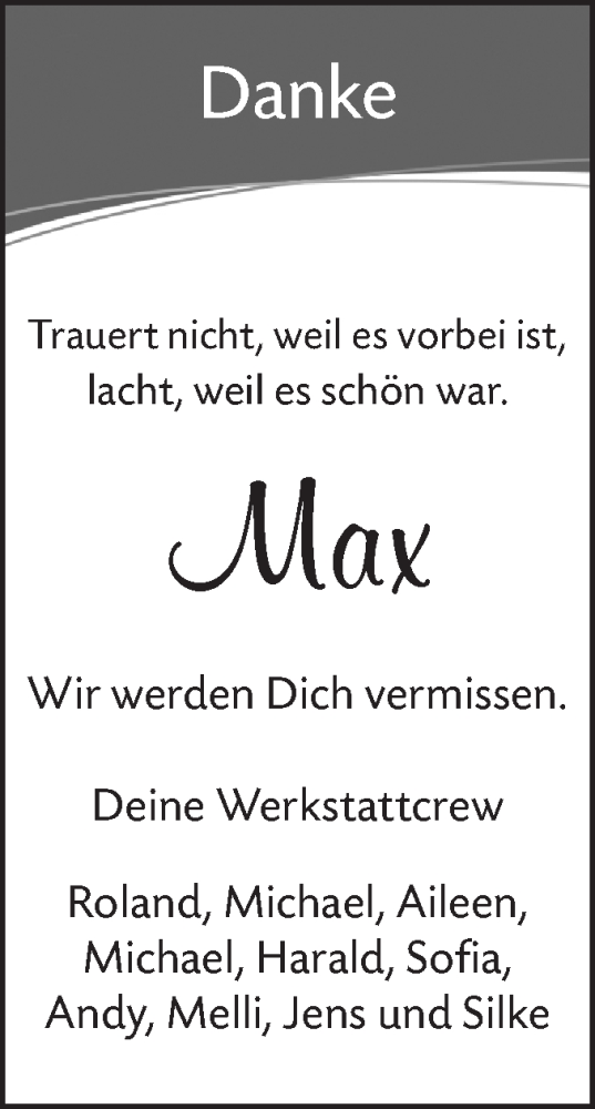 Traueranzeige von Max  von Geislinger Zeitung
