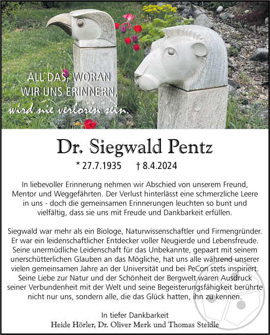 Traueranzeige von Siegwald Pentz von SÜDWEST PRESSE Ausgabe Ulm/Neu-Ulm/Alb-Bote