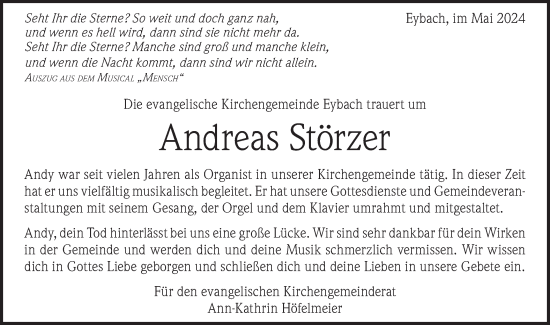Traueranzeige von Andreas Störzer von Geislinger Zeitung