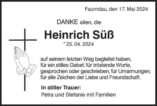 Traueranzeige von Heinrich Süß von NWZ Neue Württembergische Zeitung