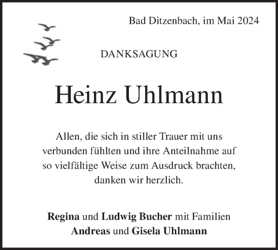 Traueranzeige von Heinz Uhlmann von Geislinger Zeitung