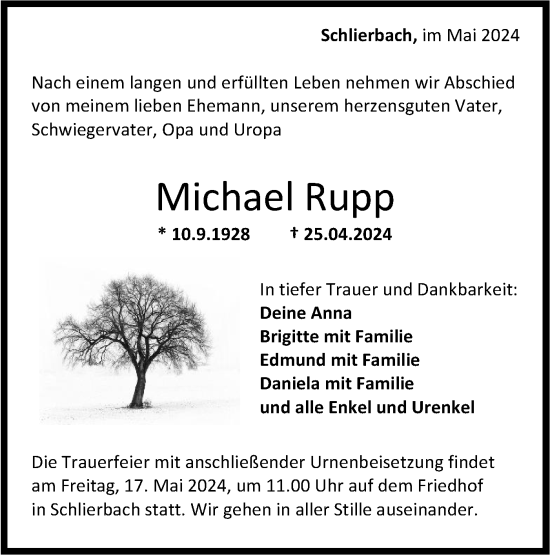 Traueranzeige von Michael Rupp von NWZ Neue Württembergische Zeitung