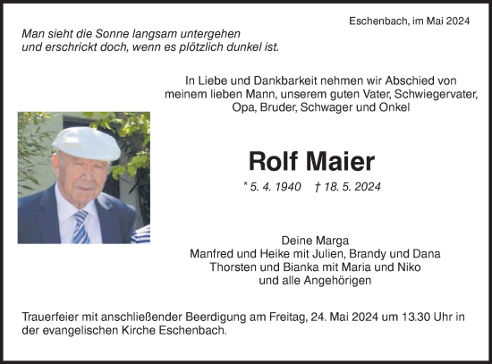 Traueranzeige von Rolf Maier von NWZ Neue Württembergische Zeitung