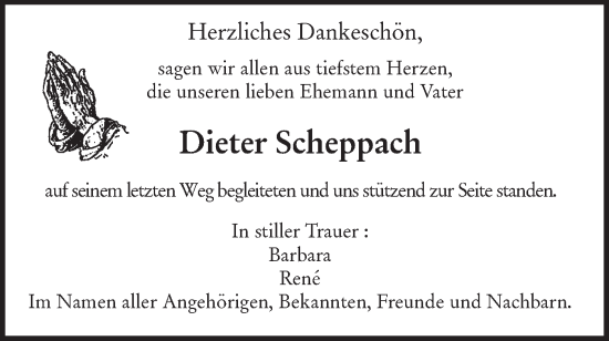 Traueranzeige von Dieter Scheppach von SÜDWEST PRESSE Ausgabe Ulm/Neu-Ulm