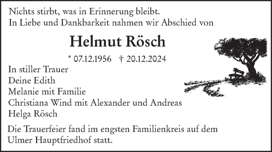 Traueranzeige von Helmut Rösch von SÜDWEST PRESSE Ausgabe Ulm/Neu-Ulm
