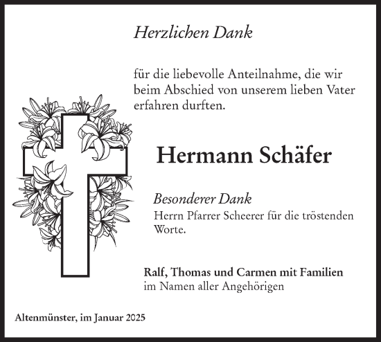 Traueranzeige von Hermann Schäfer von Hohenloher Tagblatt