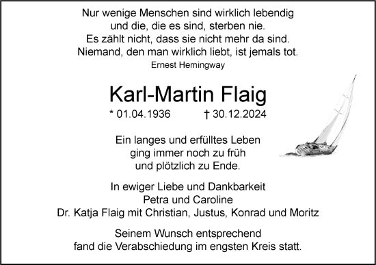 Traueranzeige von Karl-Martin Flaig von SÜDWEST PRESSE Ausgabe Ulm/Neu-Ulm